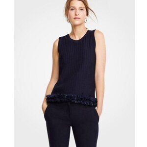 Ann Taylor sleeveless sweater top XSMALL blue NWT